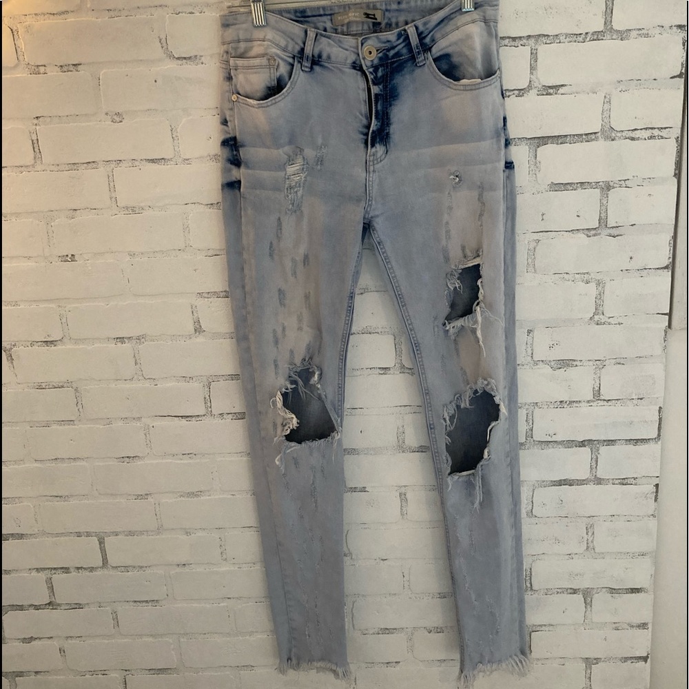 Blue Topic distressed ripped jeans